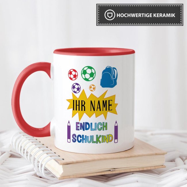 Tasse zur Einschulung - Endlich Schulkind 2 Rot