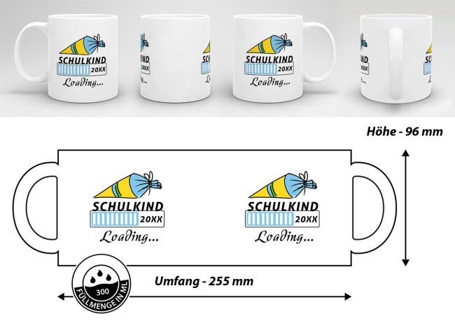 Tasse zur Einschulung - Schulkind Loading.... Weiss