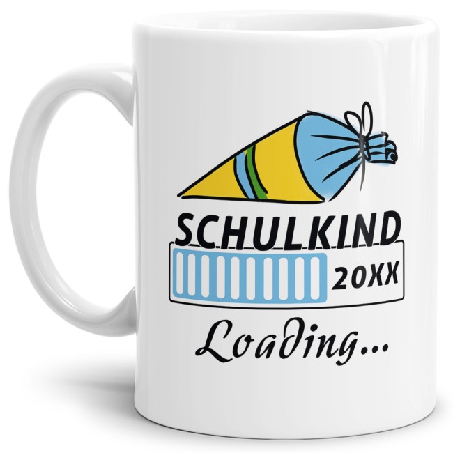 Tasse zur Einschulung - Schulkind Loading.... Weiss