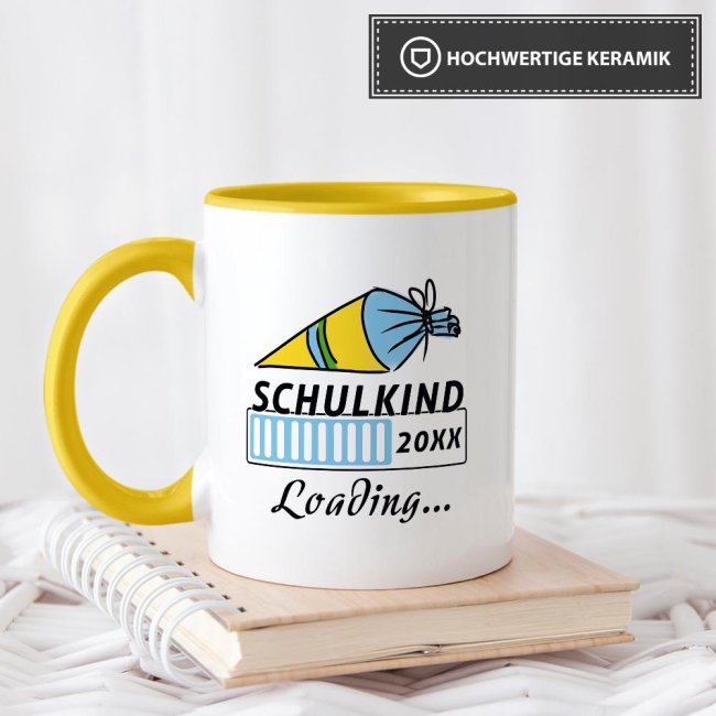 Tasse zur Einschulung - Schulkind Loading.... Gelb