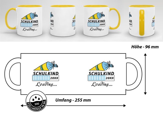 Tasse zur Einschulung - Schulkind Loading.... Gelb
