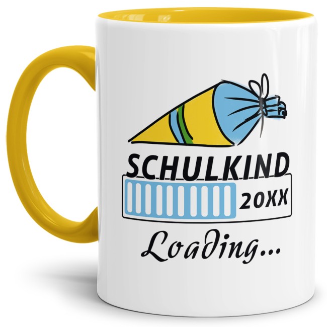 Tasse zur Einschulung - Schulkind Loading.... Gelb