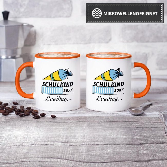 Tasse zur Einschulung - Schulkind Loading.... Orange