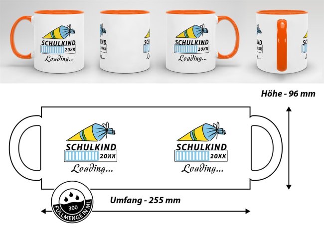 Tasse zur Einschulung - Schulkind Loading.... Orange