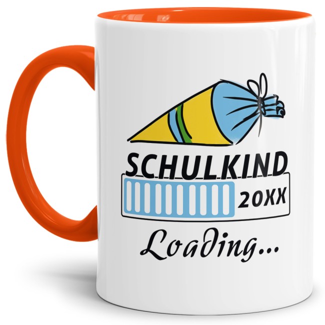 Tasse zur Einschulung - Schulkind Loading.... Orange