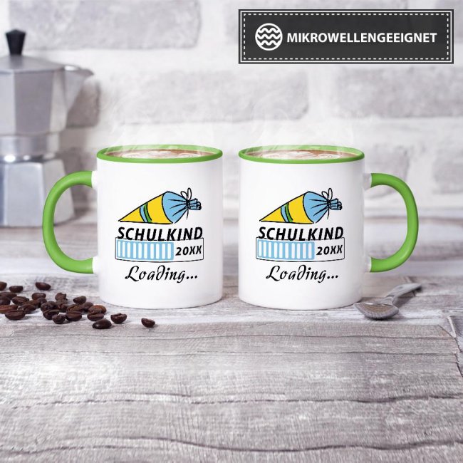 Tasse zur Einschulung - Schulkind Loading.... Hellgr&uuml;n