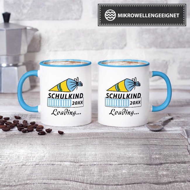 Tasse zur Einschulung - Schulkind Loading.... Hellblau