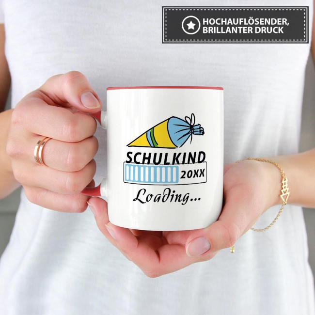 Tasse zur Einschulung - Schulkind Loading.... Rot