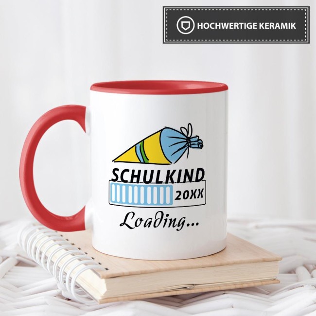 Tasse zur Einschulung - Schulkind Loading.... Rot