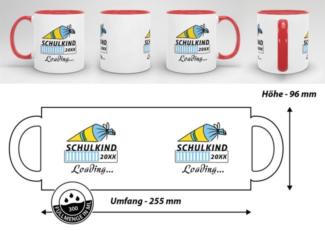 Tasse zur Einschulung - Schulkind Loading.... Rot