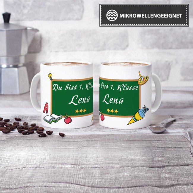 Tasse zur Einschulung - Du bist 1. Klasse Weiss