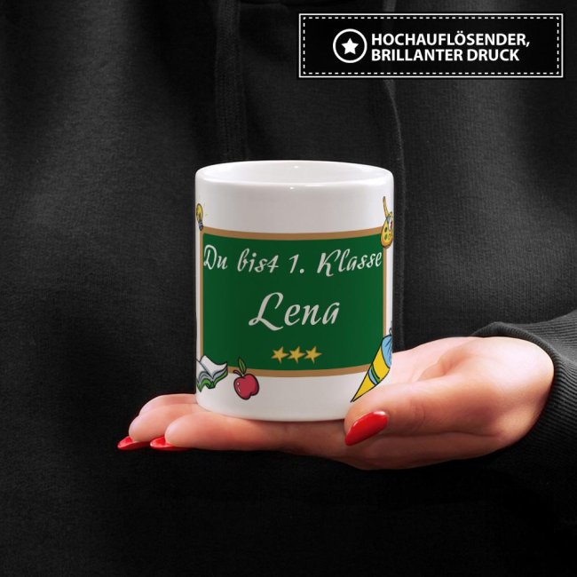 Tasse zur Einschulung - Du bist 1. Klasse Weiss