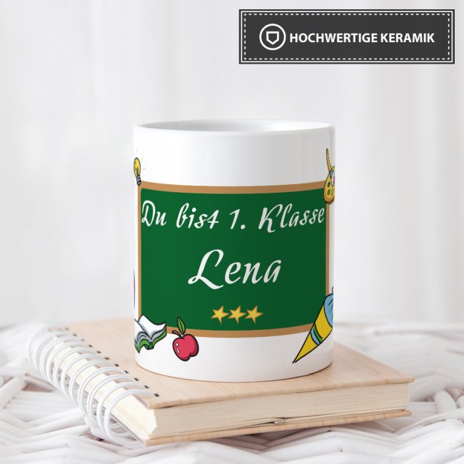 Tasse zur Einschulung - Du bist 1. Klasse Weiss