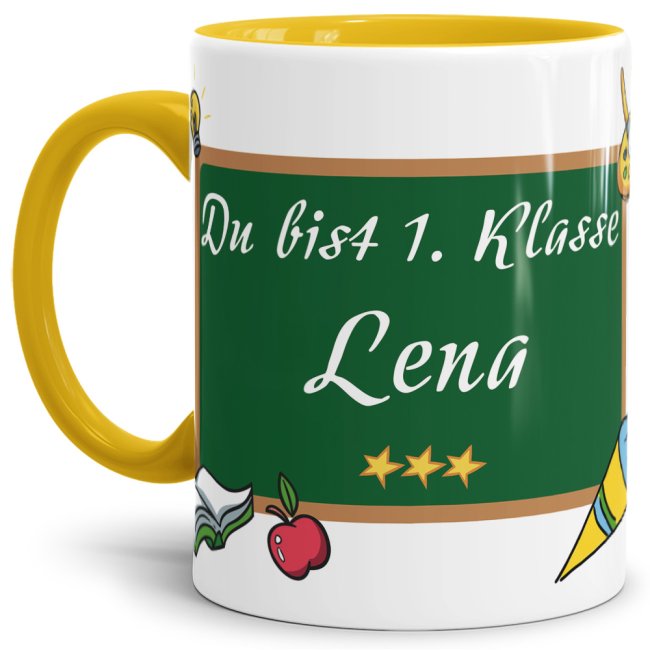 Tasse zur Einschulung - Du bist 1. Klasse Gelb