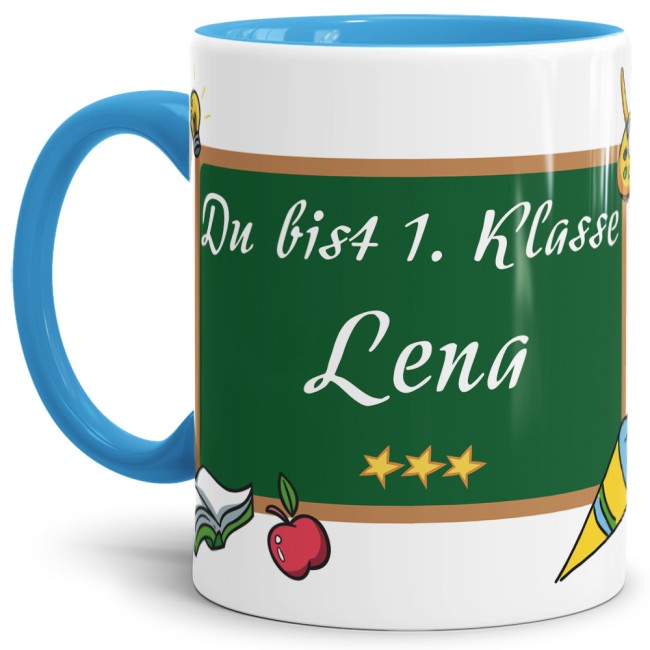 Tasse zur Einschulung - Du bist 1. Klasse Hellblau