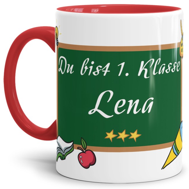 Tasse zur Einschulung - Du bist 1. Klasse Rot