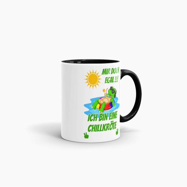 Tasse Mir egal ich bin eine Chillkr&ouml;te Schwarz