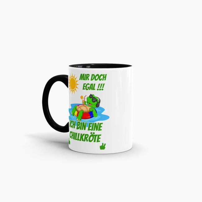 Tasse Mir egal ich bin eine Chillkr&ouml;te Schwarz