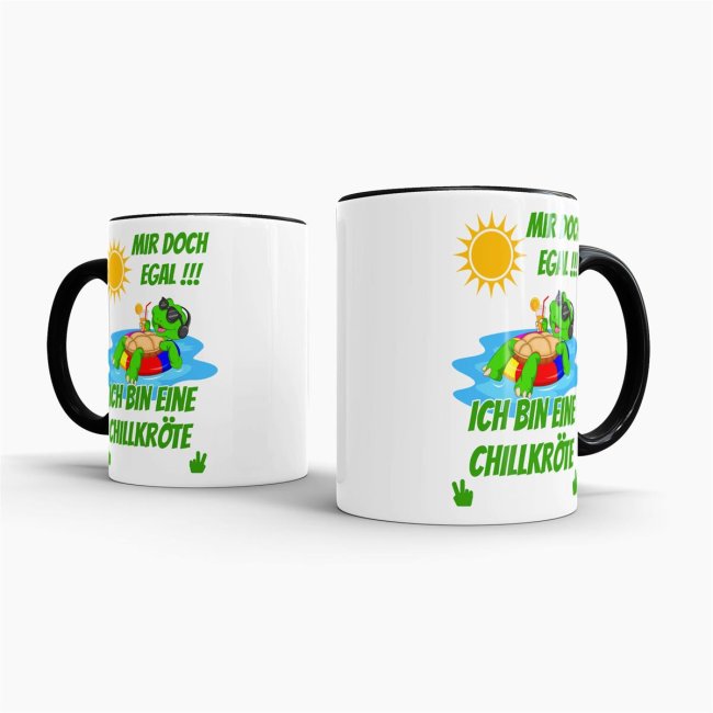 Tasse Mir egal ich bin eine Chillkr&ouml;te Schwarz