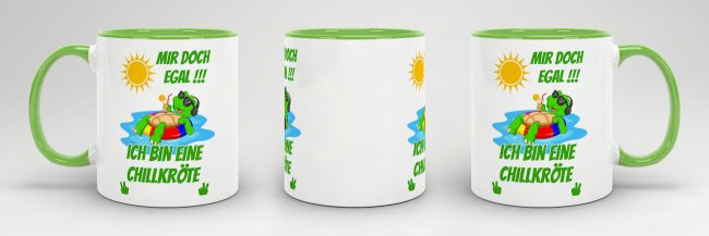 Tasse Mir egal ich bin eine Chillkr&ouml;te Hellgr&uuml;n