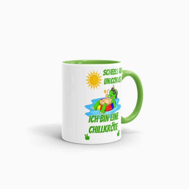Tasse Scheiss auf Unicorns ich bin eine Chillkr&ouml;te Hellgr&uuml;n