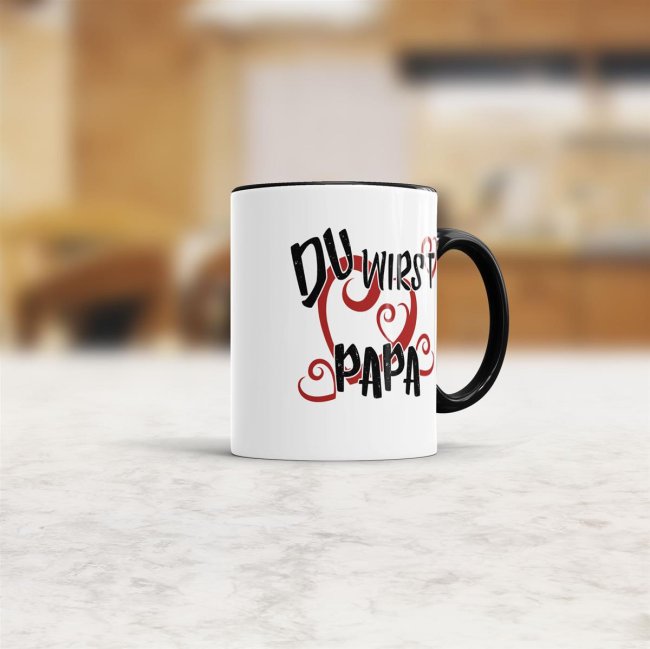 Tasse Du wirst Papa Schwarz