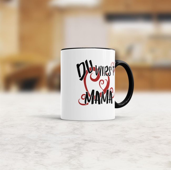 Tasse Du wirst Mama Schwarz