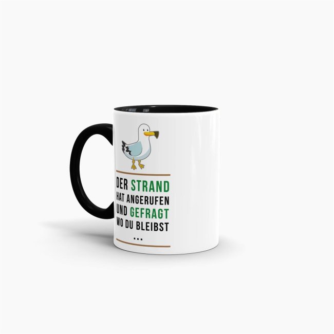 Tasse - Der Strand hat angerufen - Innen &amp; Henkel Schwarz