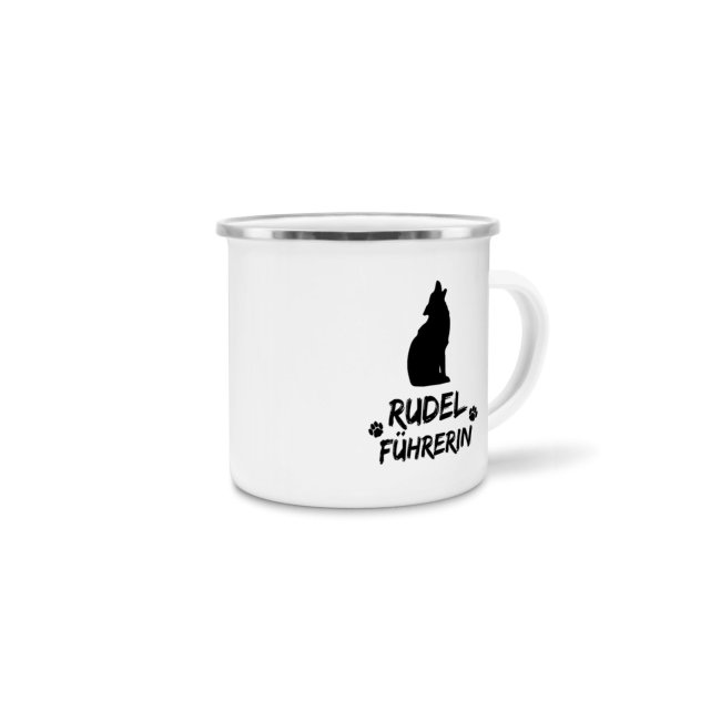 Emaille-Tasse f&uuml;r Rudelf&uuml;hrerin - Schwarz