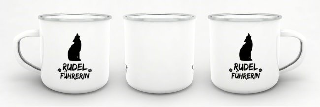 Emaille-Tasse f&uuml;r Rudelf&uuml;hrerin - Schwarz