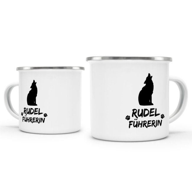Emaille-Tasse f&uuml;r Rudelf&uuml;hrerin - Schwarz