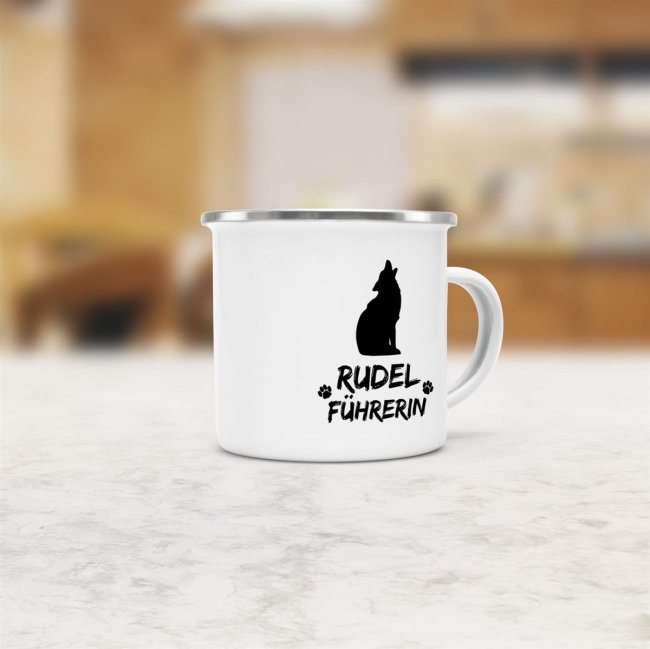 Emaille-Tasse f&uuml;r Rudelf&uuml;hrerin - Schwarz