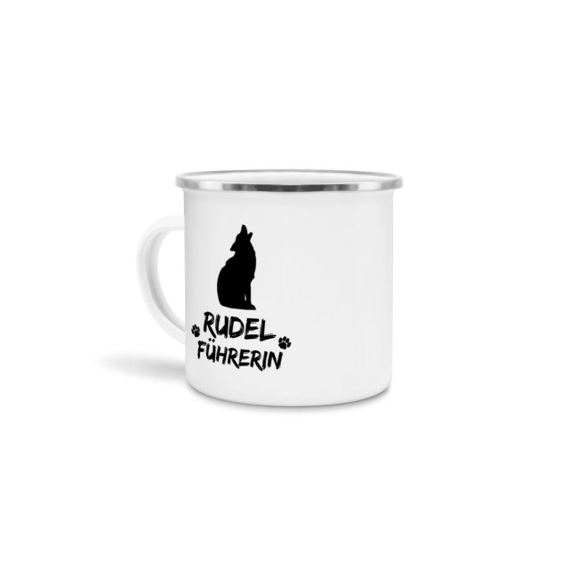 Emaille-Tasse f&uuml;r Rudelf&uuml;hrerin - Schwarz