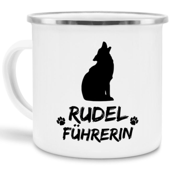 Emaille-Tasse f&uuml;r Rudelf&uuml;hrerin - Schwarz