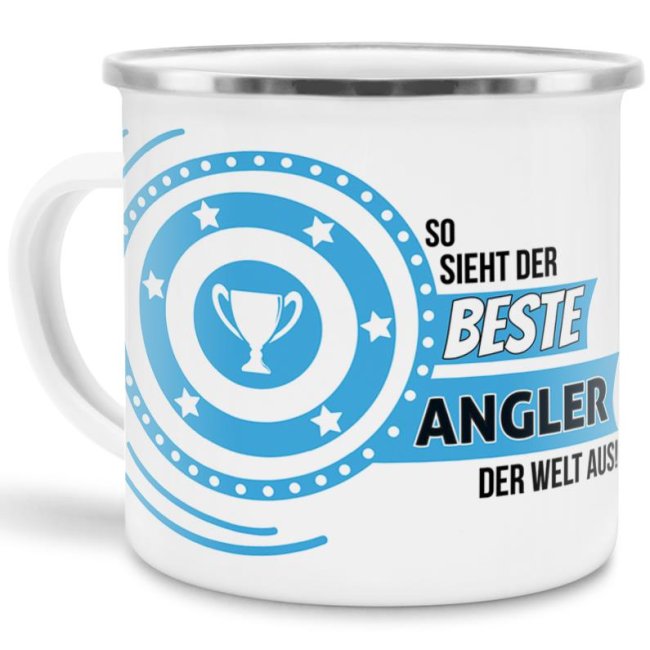 Emaille-Tasse mit Spruch - So sieht der beste Angler aus