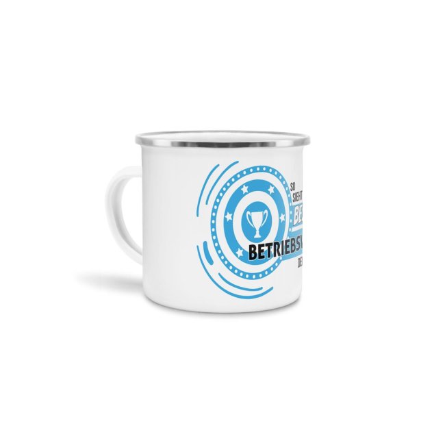 Emaille-Tasse mit Spruch - So sieht der beste Betriebswirt aus