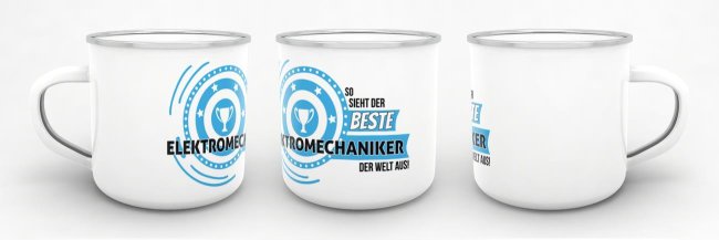 Emaille-Tasse mit Spruch - So sieht der beste Elektromechaniker aus