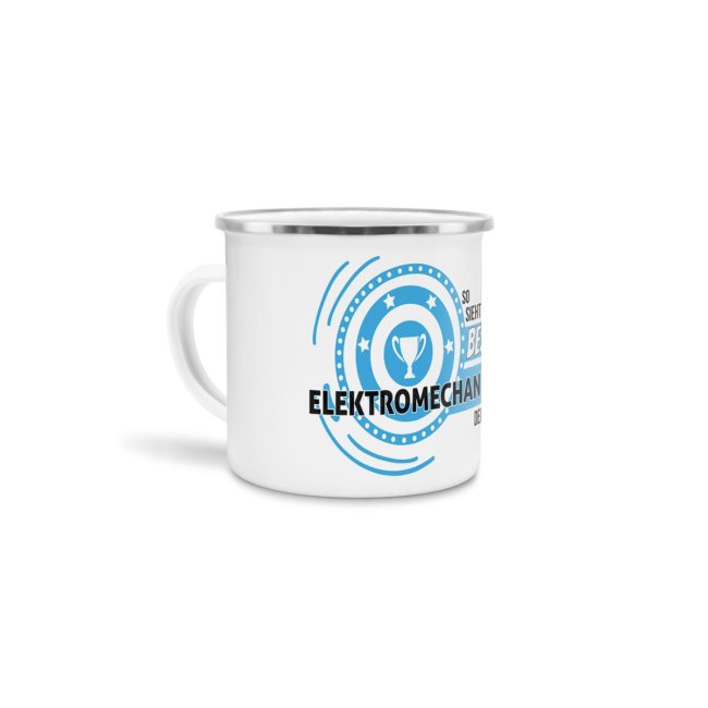 Emaille-Tasse mit Spruch - So sieht der beste Elektromechaniker aus