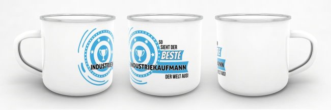 Emaille-Tasse mit Spruch - So sieht der beste Industriekaufmann aus