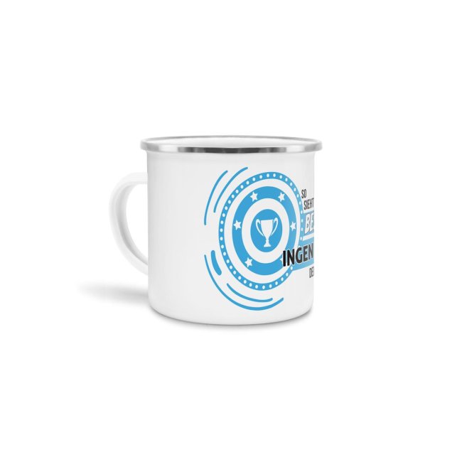 Emaille-Tasse mit Spruch - So sieht der beste Ingeneur aus
