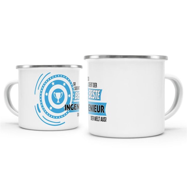 Emaille-Tasse mit Spruch - So sieht der beste Ingeneur aus