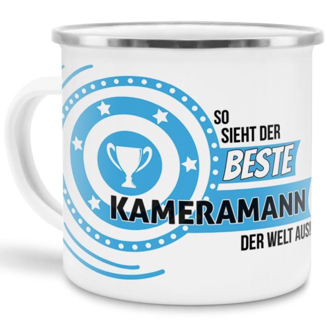 Emaille-Tasse mit Spruch - So sieht der beste Kameramann aus