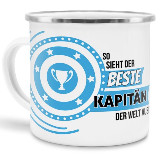 Emaille-Tasse mit Spruch - So sieht der beste Kapit&auml;n aus