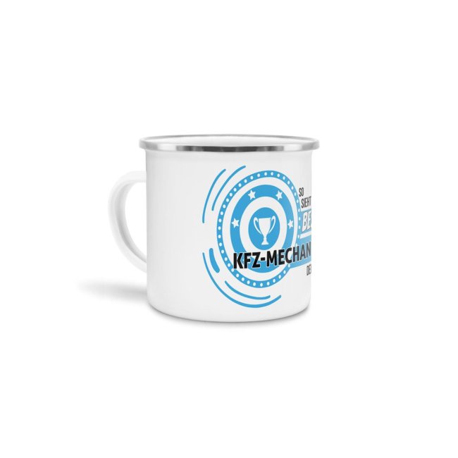 Emaille-Tasse mit Spruch - So sieht der beste KFZ-Mechaniker aus