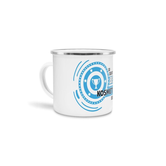 Emaille-Tasse mit Spruch - So sieht der beste Kosmetiker aus