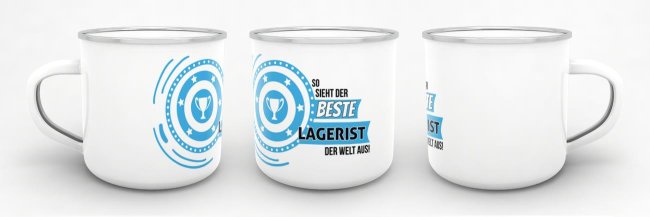 Emaille-Tasse mit Spruch - So sieht der beste Lagerist aus