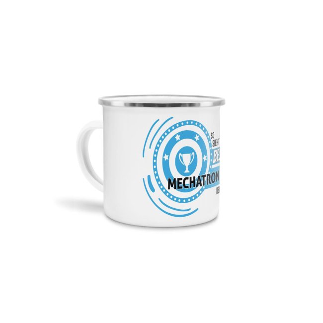 Emaille-Tasse mit Spruch - So sieht der beste Mechatroniker aus