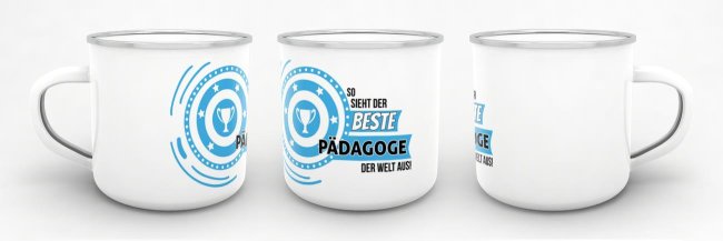 Emaille-Tasse mit Spruch - So sieht der beste P&auml;dagoge aus