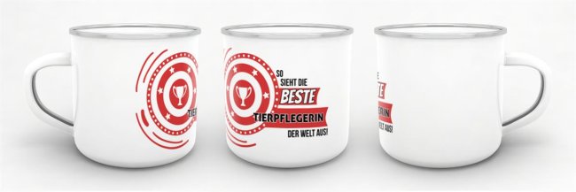 Emaille-Tasse mit Spruch - So sieht die beste Tierpflegerin aus