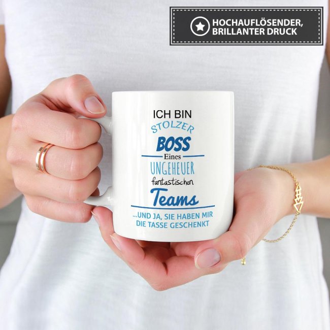 Tasse Stolzer Boss eines ungeheuer fantastischen Teams